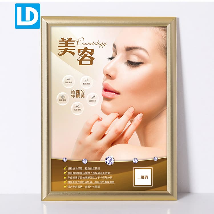 Aluminum Gold LED Poster Snap Frame Illuminated Light Box Display