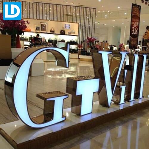 Freestanding Stainless Steel Sign Illuminated Acrylic Channel Letter