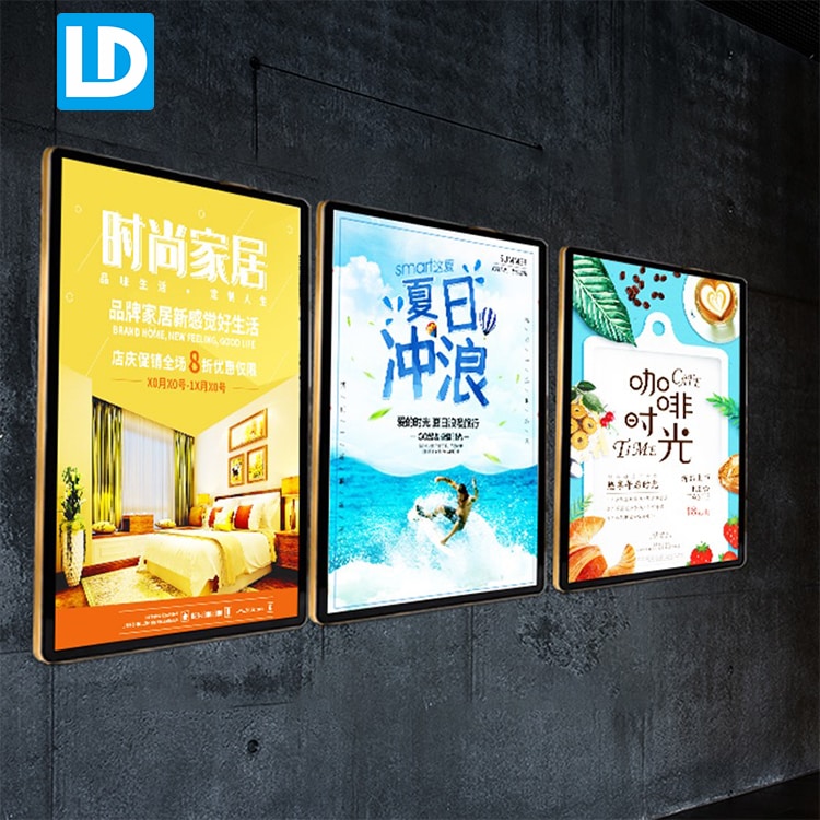 A2 Wall Mounted Black Color Aluminum Magnetic Picture Frames Advertising Poster Frame Display Led Light Box Sign 