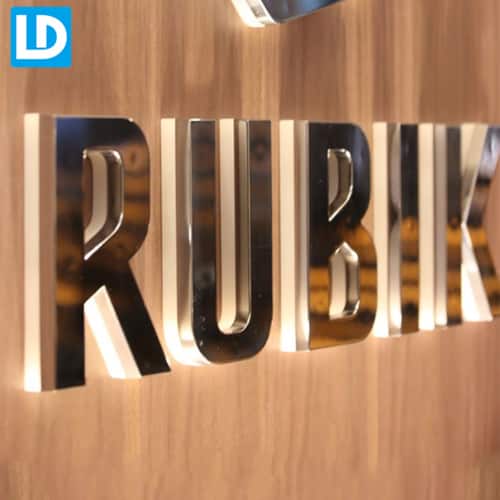 Custom Backlit Sign Mirror View Metal LED Letters