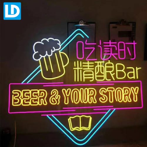 Neon Bar Sign Illuminated Beer Display LED Signage