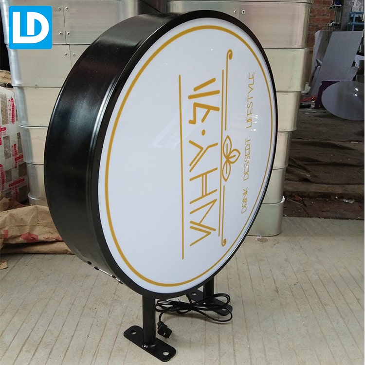 Wall Mount Double Side Acrylic LED Round Light Box Sign