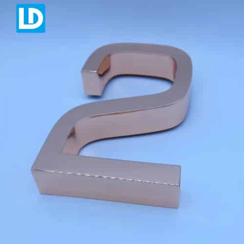 Rose Gold Mirrior 3D Raised Up Stainless Steel Metal Dimensional Letter