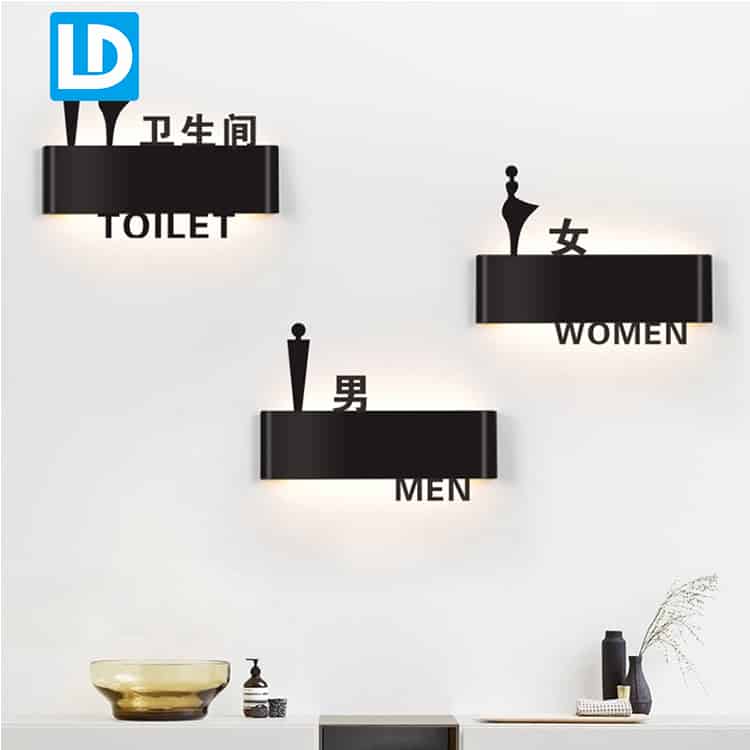 Custom High Quality Metal LED Toilet Sign