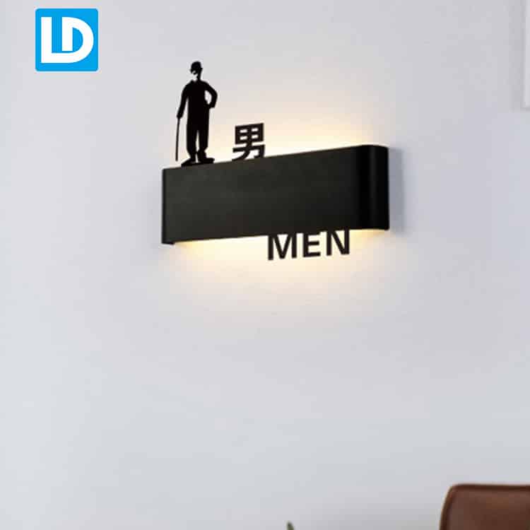 Wall Mount Men Toilet Sign With LED Backlit Lighting