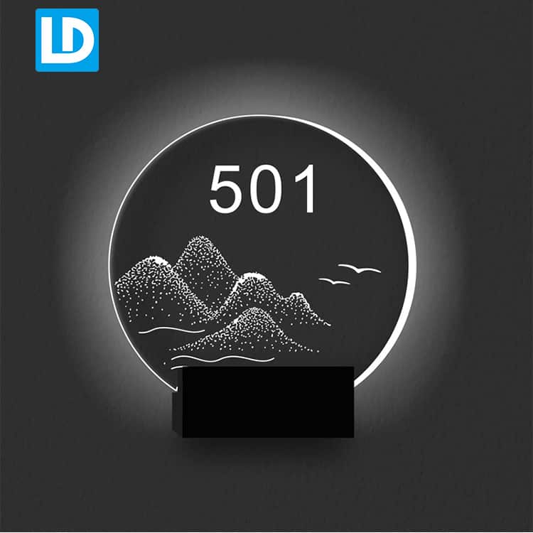 LED Acrylic Sign Edge Lit Wall Hotel Room Number Plaque