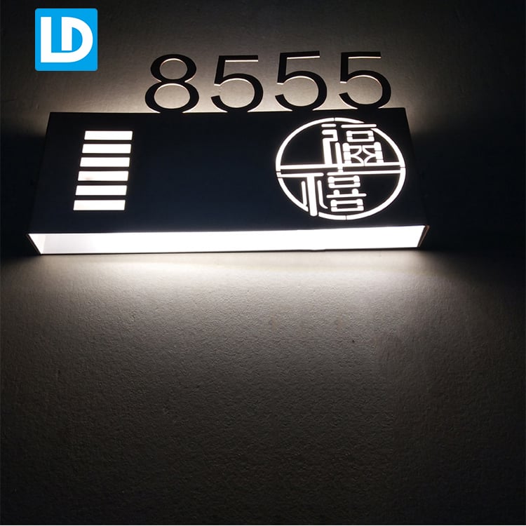 Stainless Steel Room Sign Back Lighting LED Number Plaque