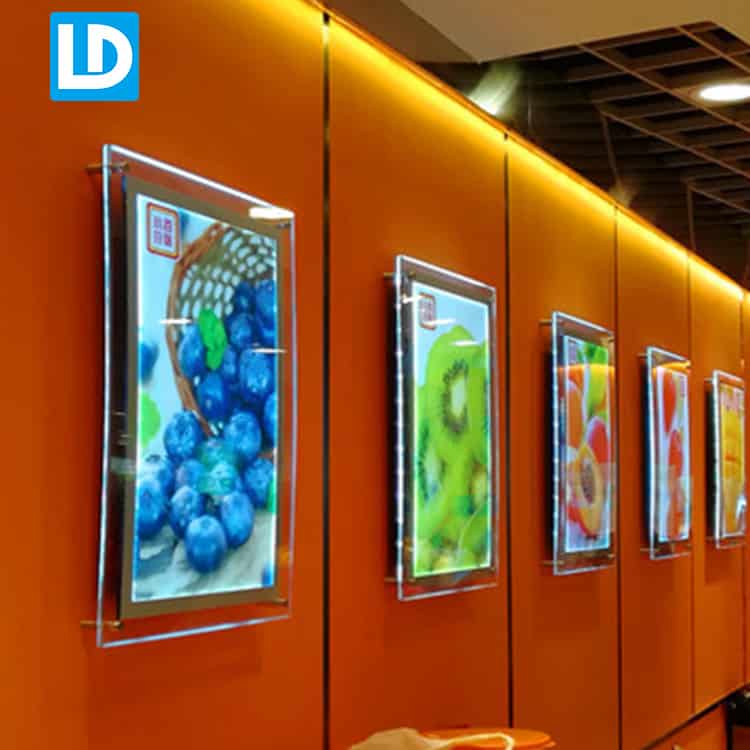 Wall Mount Interior LED Light Box Signage Crystal Lightboxes