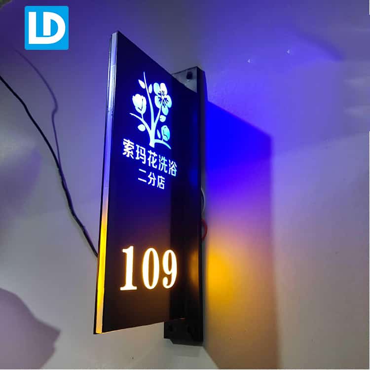 LED Room Sign Gold Stainless Steel Door Nameplate