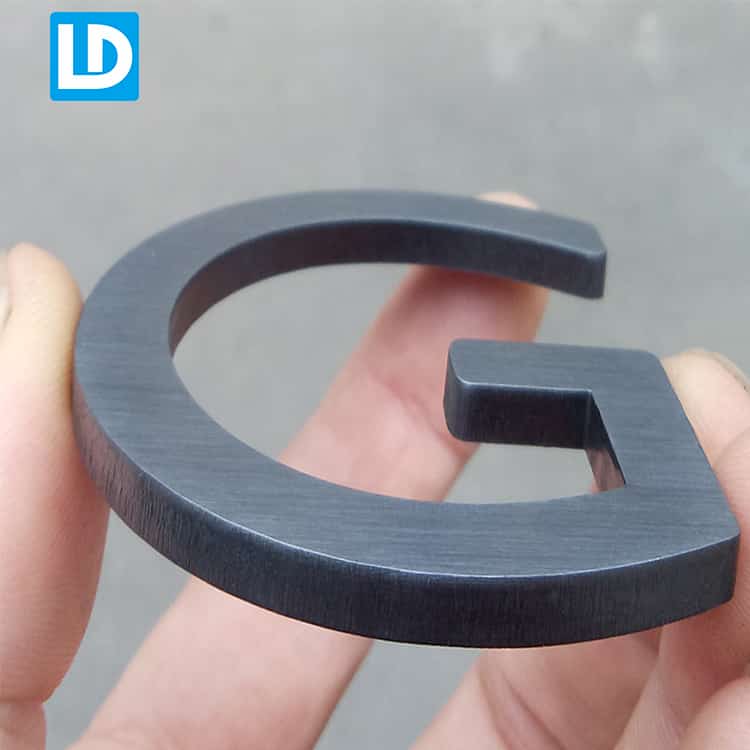 Brushed Titanium Blacj Stainless Steel 3D Raised Up Letter