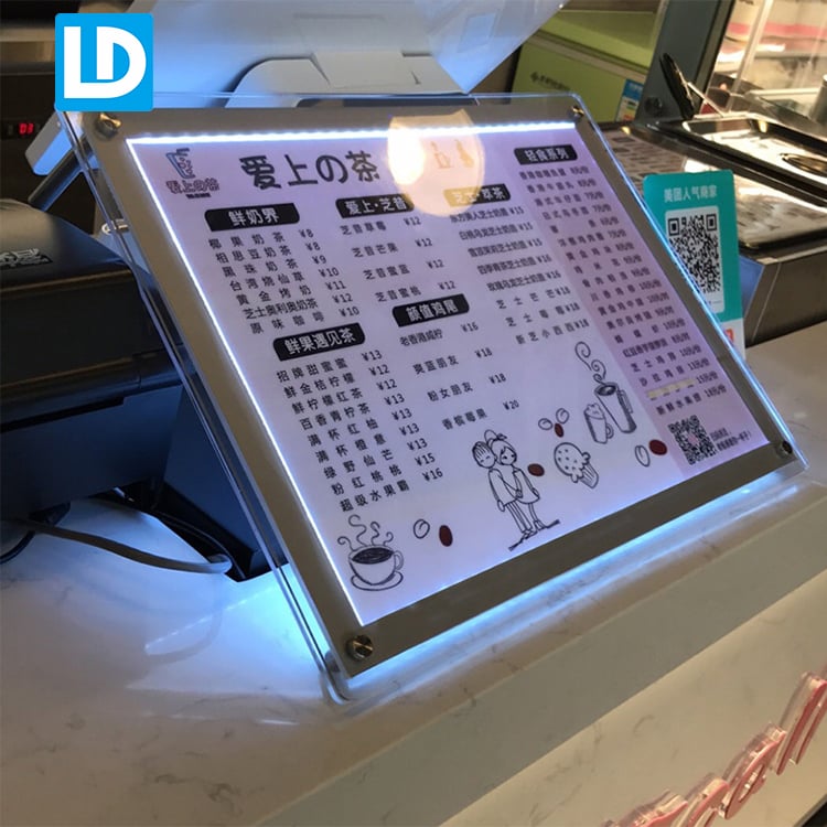 Restautant LED Signage Menu Loight Box Sign Desk Signage