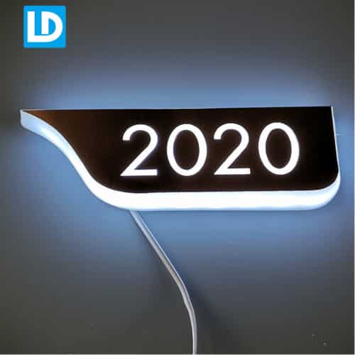 LED Room Sign Gold Stainless Steel Door Nameplate