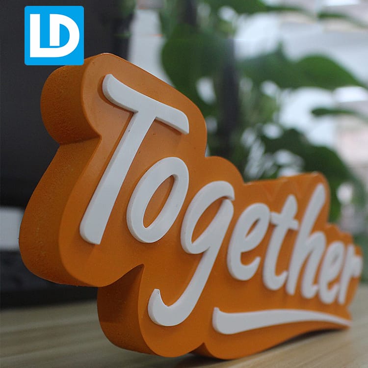 Custom Double Layer Orange White Non-Illuminated PVC Cut Letter Sign