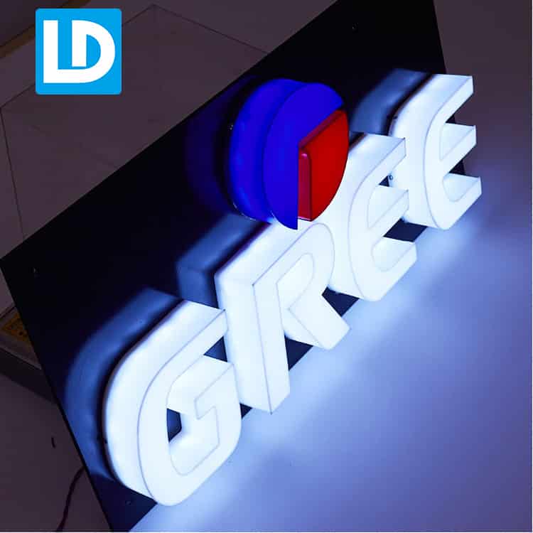 3D Sign Board Acrylic Front & Side Lit Push Thru Channel Letter