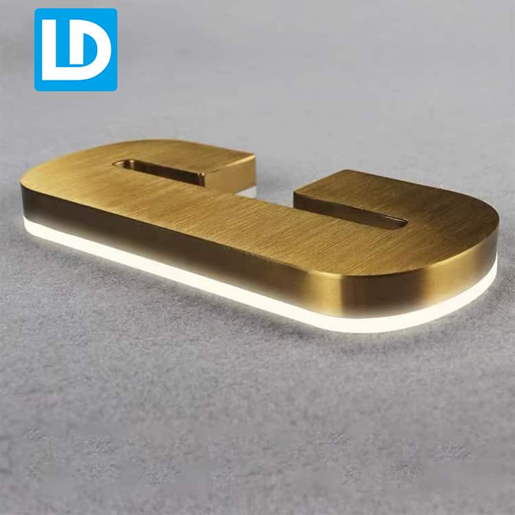 Halo Lit Sign Gold Metal Backlit Letters for Business