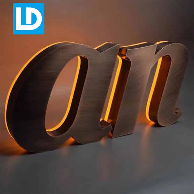 Custom Channel Letters Bronze Backlit Signage LED Channel Letter Signs