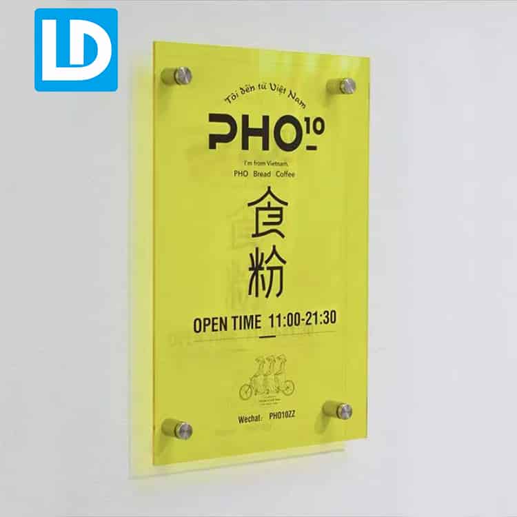 Yellow Acrylic Sign Board for Interior Use