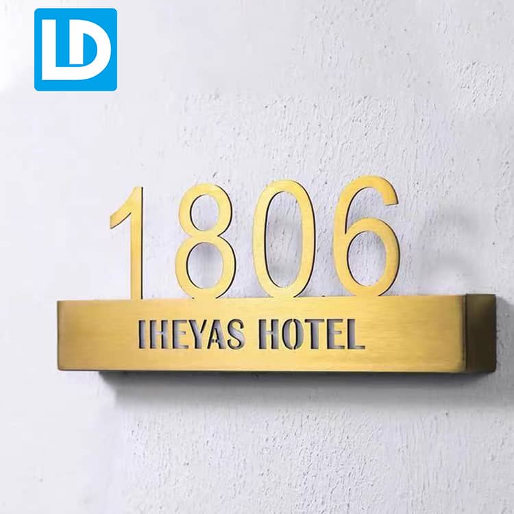 Brushed Gold Metal Sign LED Number Wall Mounted Illuminated Signage