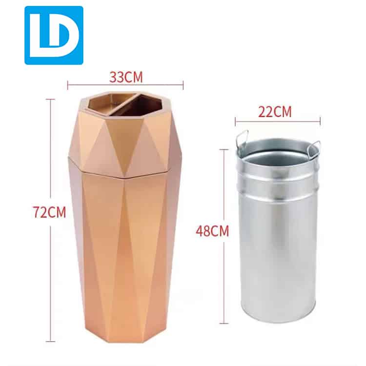 Rose Gold Stainless Steel Commercial Trash Can