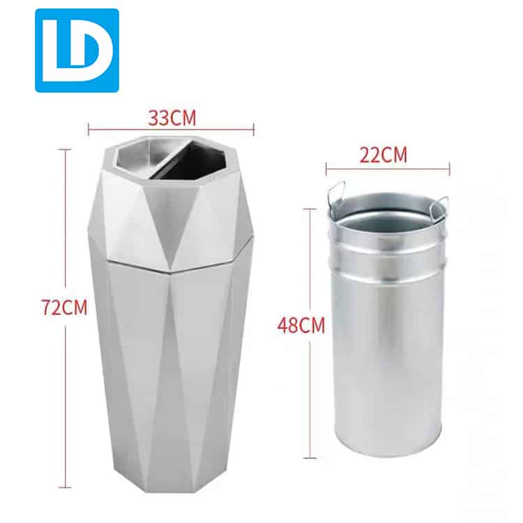 Hexagon Waste Bin Stainless Steel Commercial Trash Can