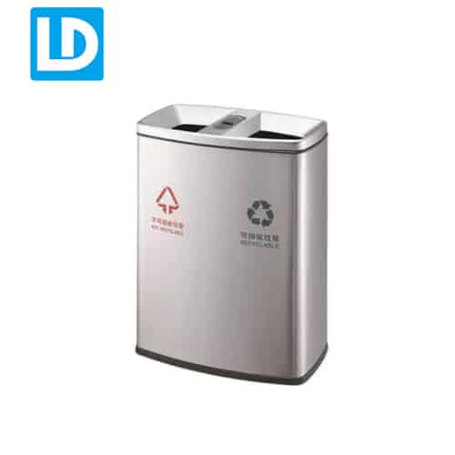 Double Compartment Trash Can Metal Recycle Bin