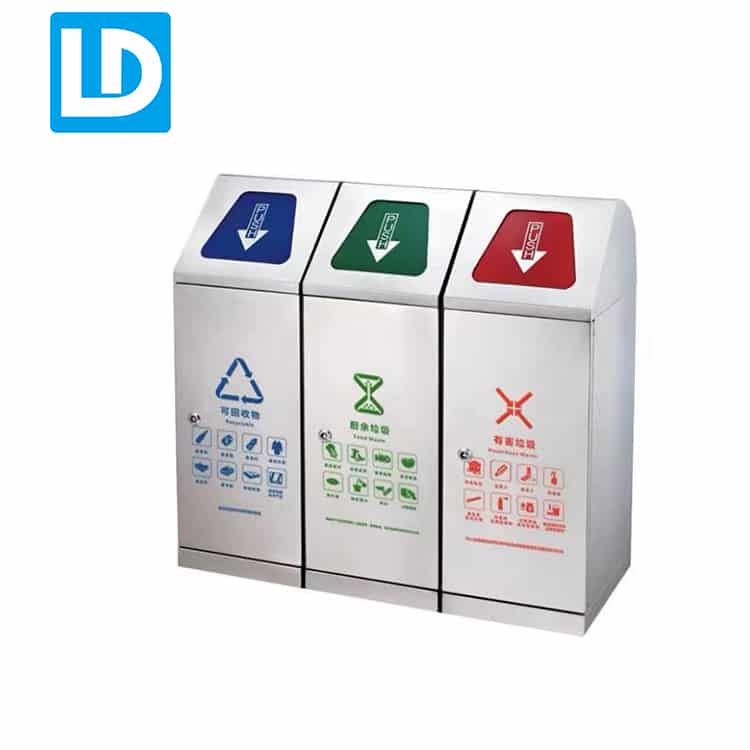 Comtemporary Recycling Bins for Office with 3 separete Compartment