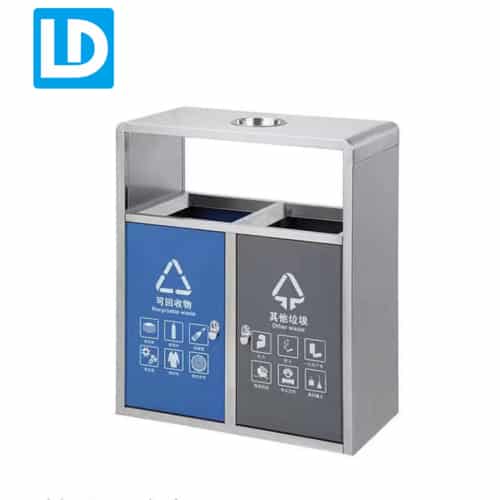 Double Dustbin Stainless Steel Dustbin with Ashtray