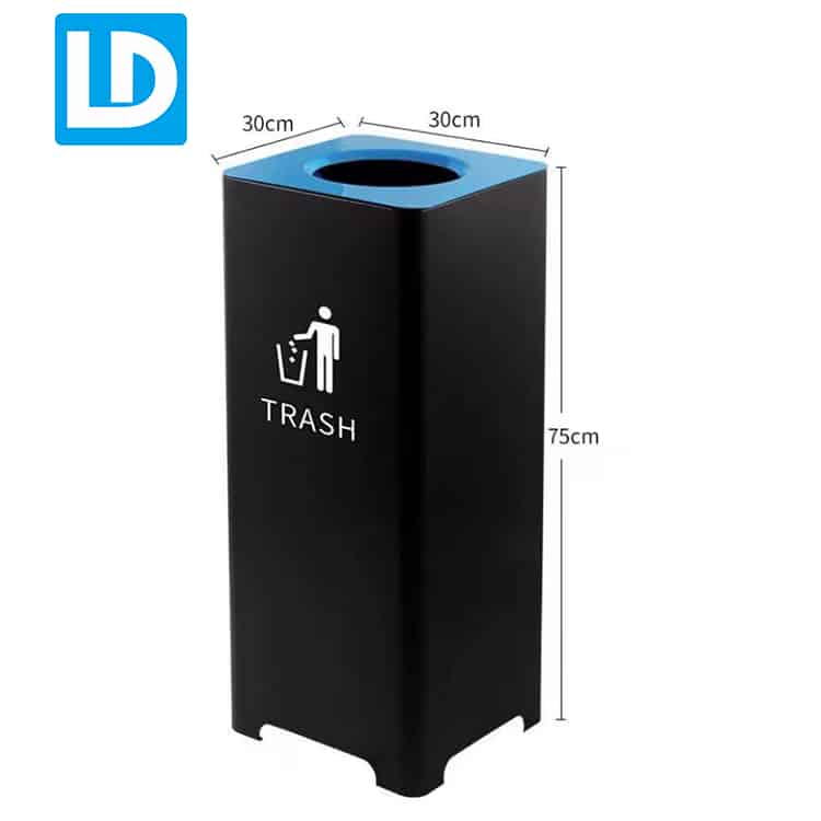 Black Color Home Waste Bin Square Trash Can