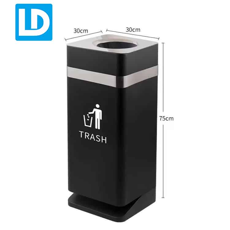 Black Metal Indoor Top Open Square Trash Can