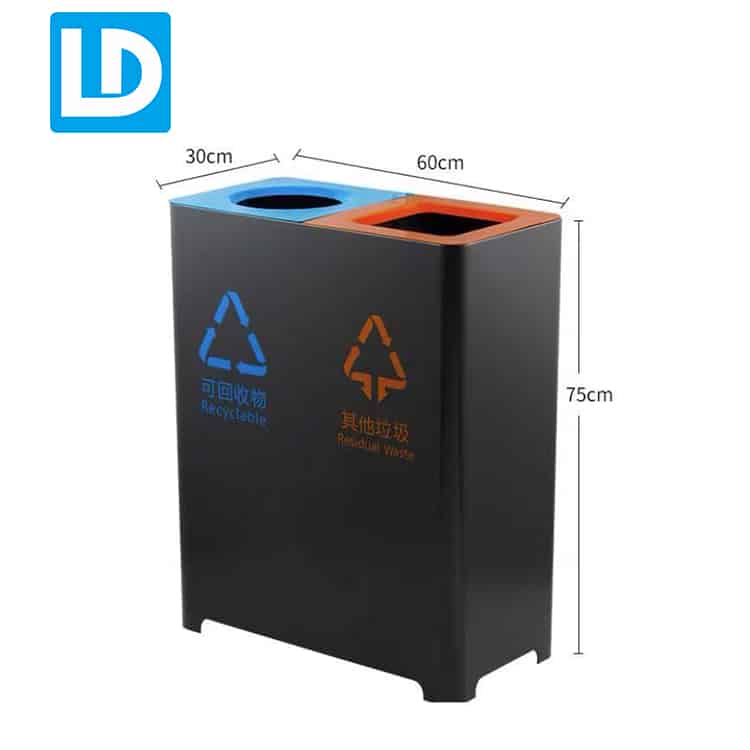 Double Compartment Metal Recycle Bins and Waste Cans