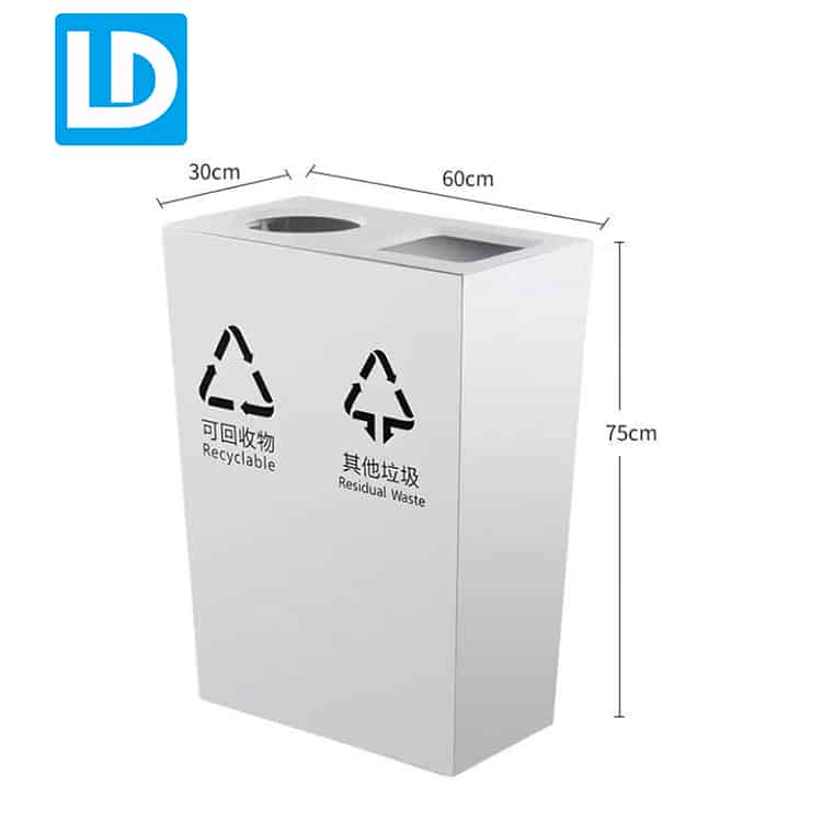 Double Recycling Bins Metal Trash Can