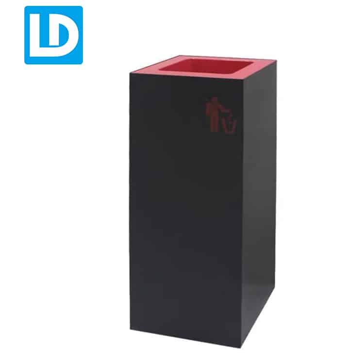 25L Black and Red Metal Waste Bin