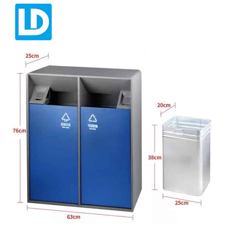 Stainless Steel Dual Blue Trash Can and Recycling Bin