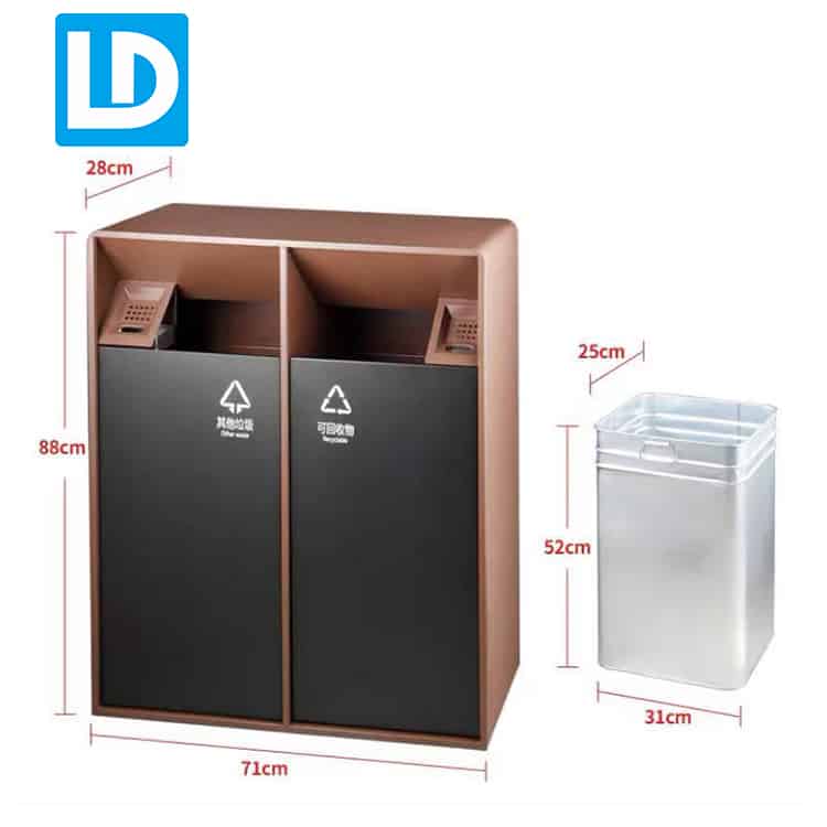 Black Double Compartment Trash Can and Recycling Bin