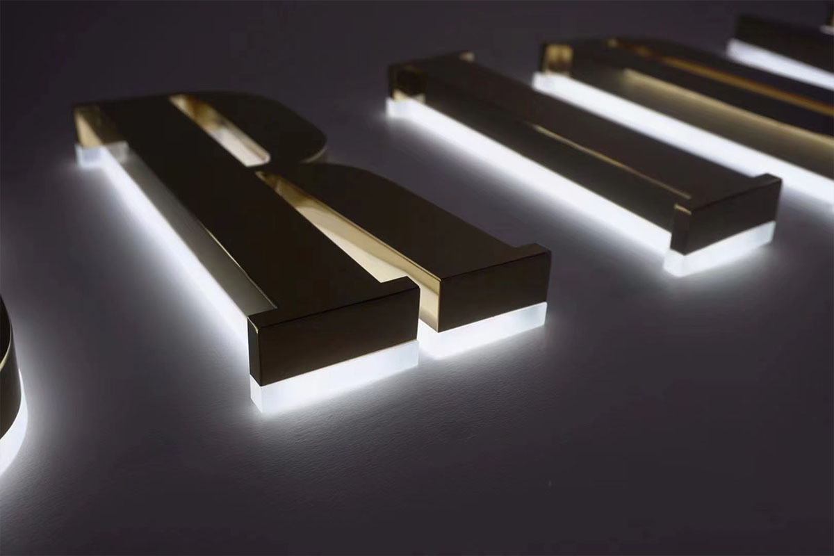 Gold Name Signs LED Backlit Metal Letters for Company