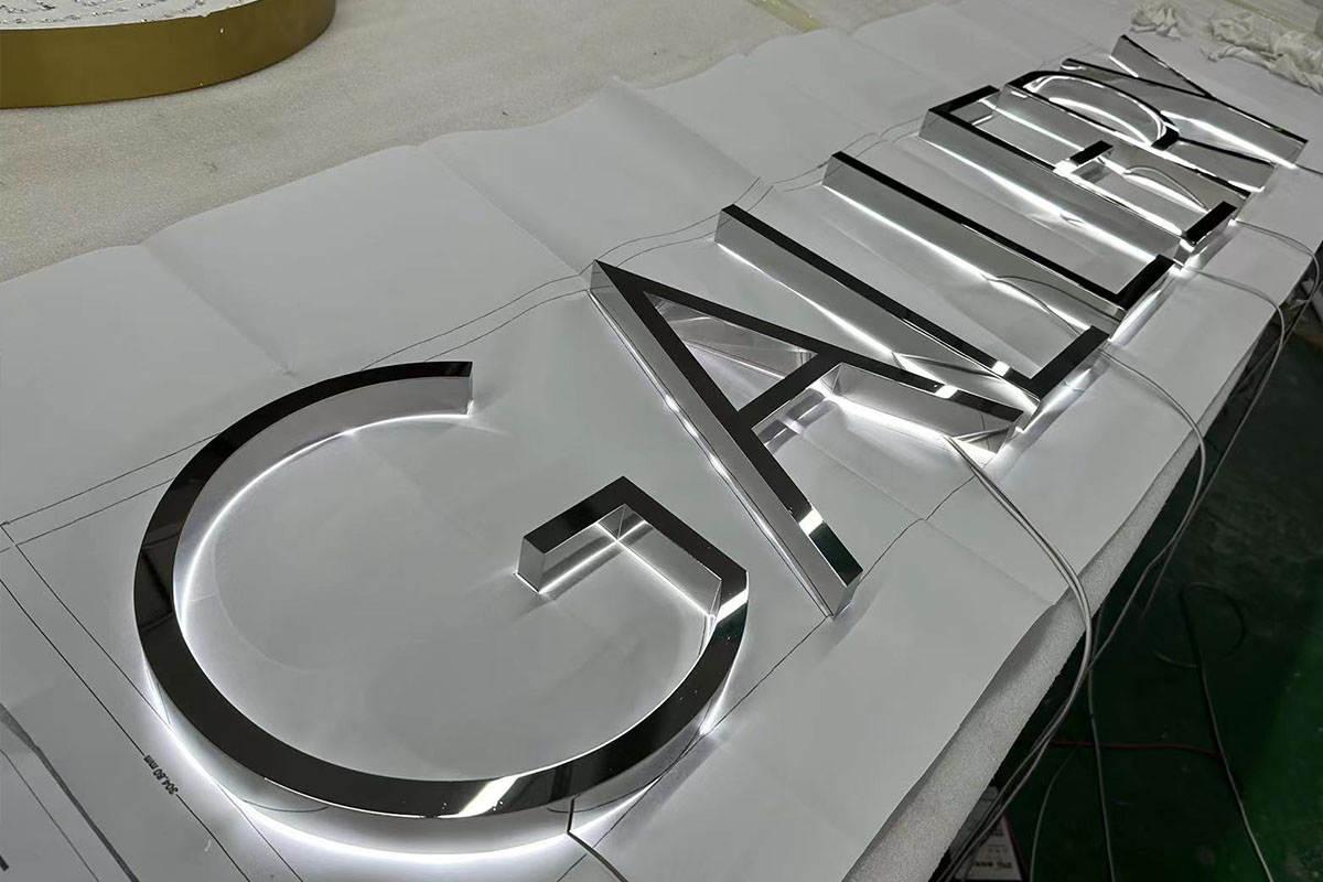 Silver Letters for Wall Custom Backlit Metal Signs