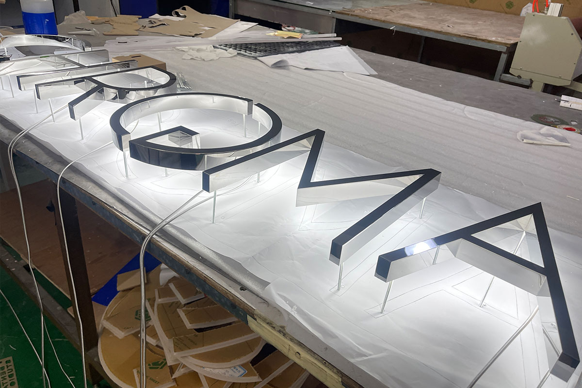 3D Stainless Steel Letters Backlit Signs for Business