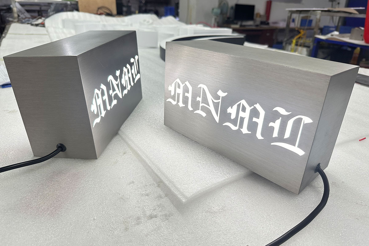 Metal LED Signs Cut Out Backlit Stainless Steel Logo