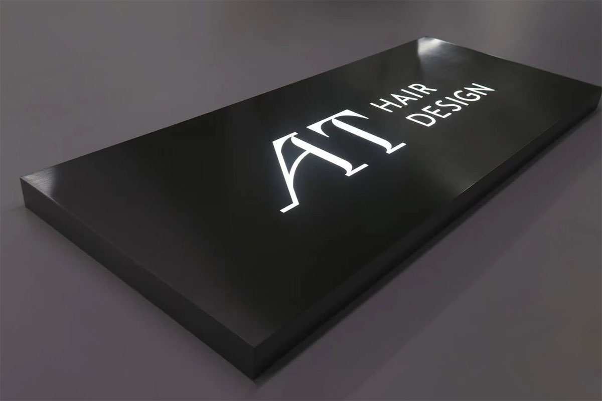 Backlit Steel Sign Cut Out Lighted Office Name Plaque