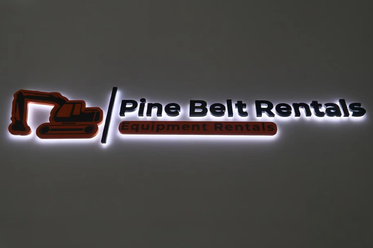 3D Lettering Signage Logo Whit Back Lighting