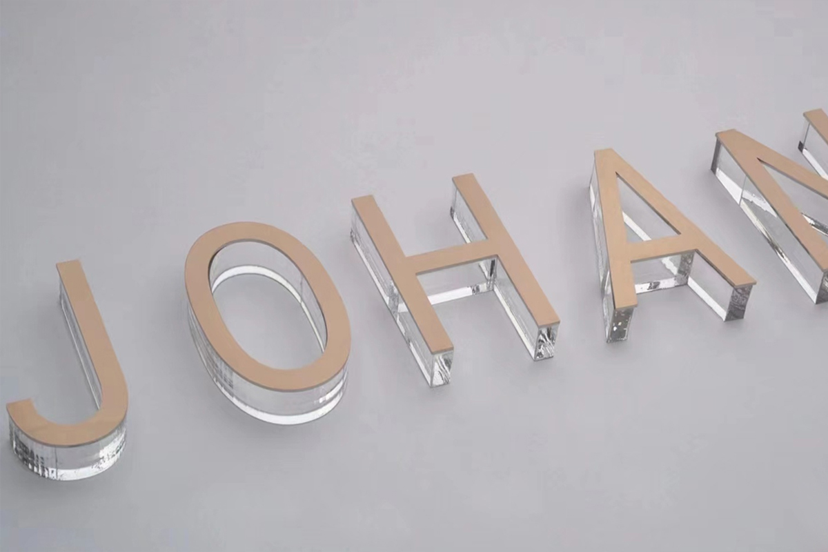 Clear Acrylic Letters with Stainless Steel Metal Laminate