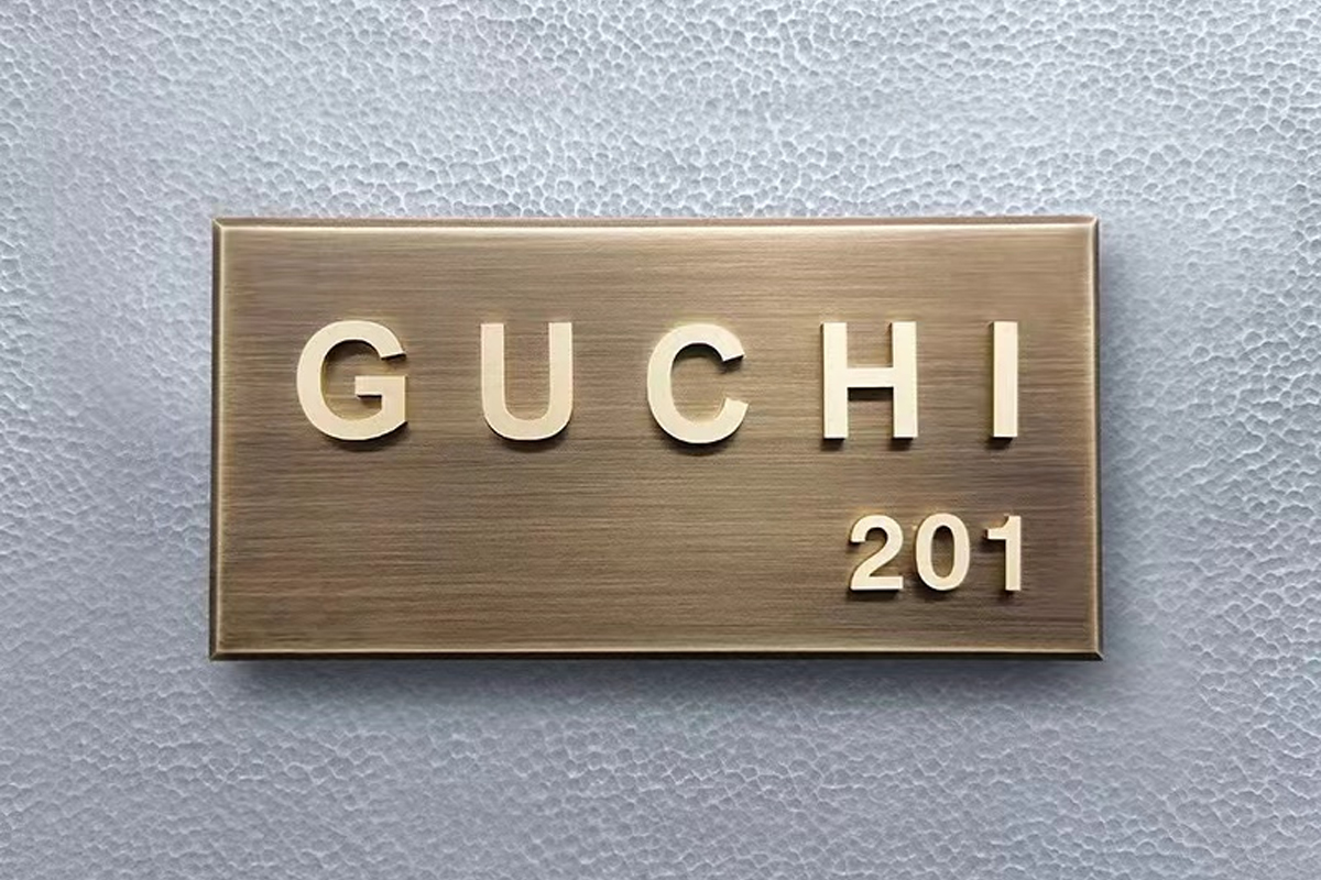 Brass Number Plaque with Laser Cut Letters for Door