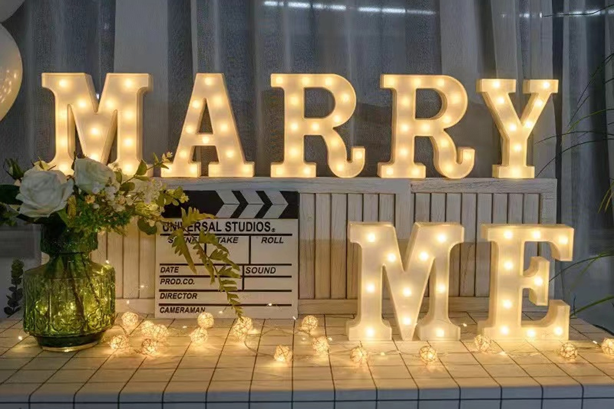 Custom Marry Me Light Up Metal Letters