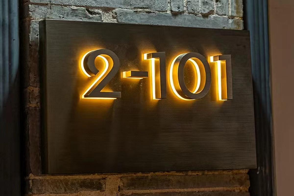 Exterior Lighted Modern Backlit House Numbers