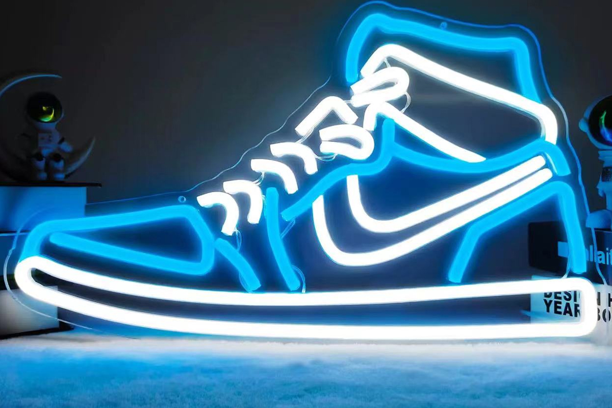 White and Blue Shoes Neon Signs