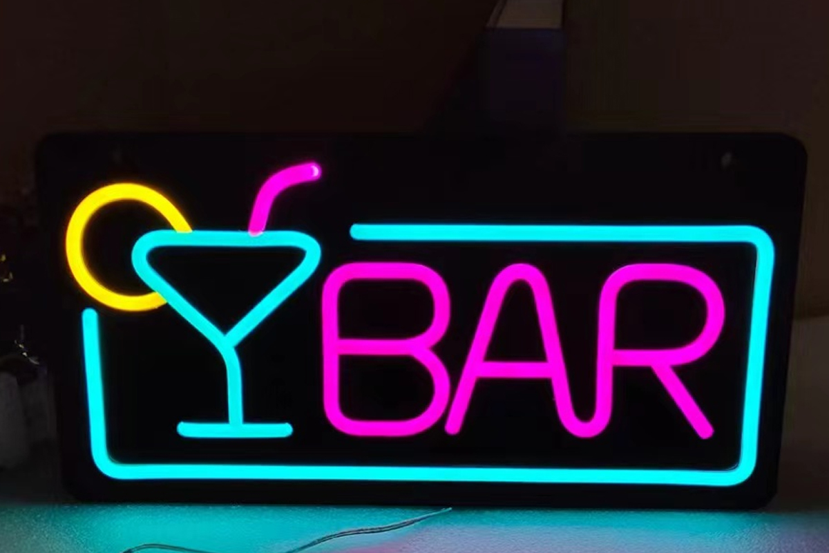 Black Neon Bar Sign