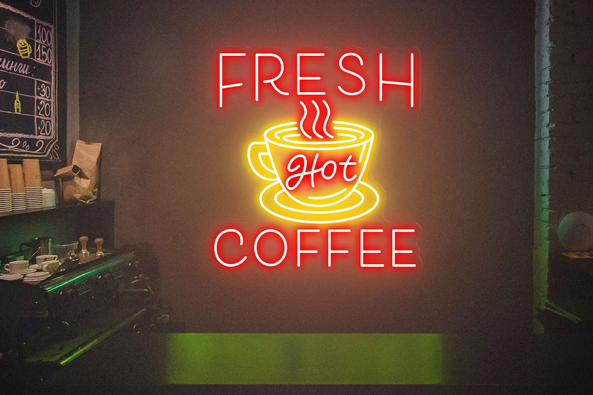 Coffee neon sign Fresh Hot Coffee