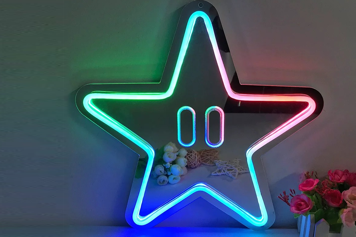 Custom LED sign in the shape of a star