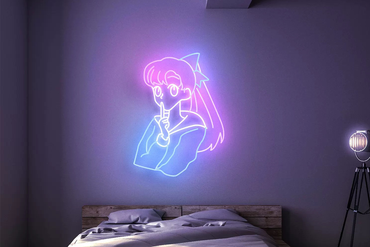 Neon signs for bedroom with a cute girl