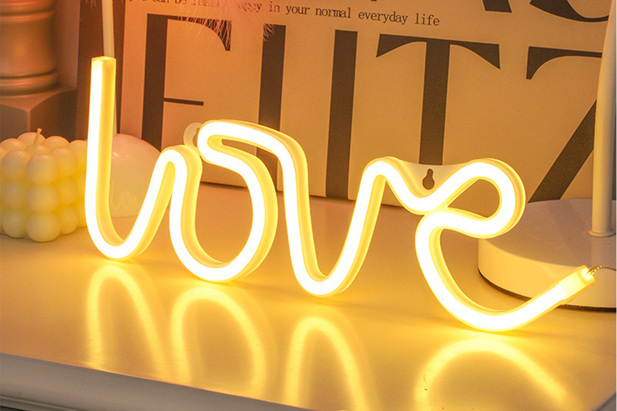 Yellow Font Love Neon Sign